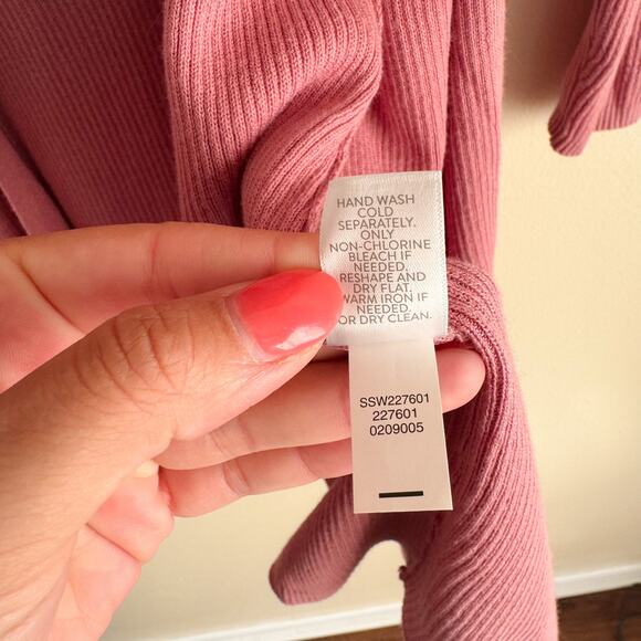 J. Jill Pink Dusty Rose Ribbed Pocket Open Front Duster Cardigan - Small - Picture 5 of 8
